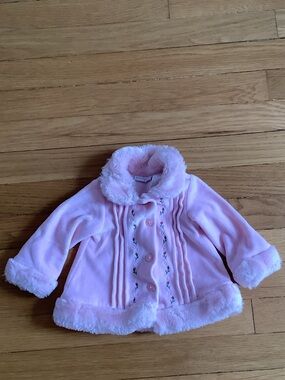 First Impressions Pink Faux-Fur Trim Pea Coat